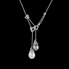 14mm Pearl, 0.80ctw Diamond and 18K 19" Necklace