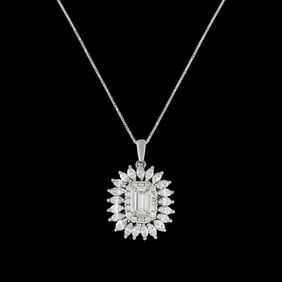 3.10ctw VS2-SI1/G-H Diamond and Platinum Necklace