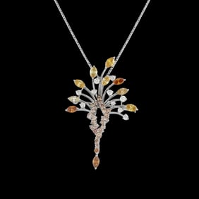 3.45ctw Multi-Color Diamond and Platinum 17.5" Necklace