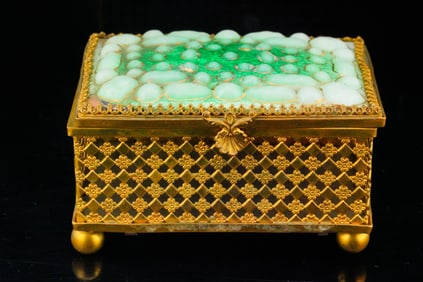 Limoges Gilt Metal and Pate de Verre Jewel Casket