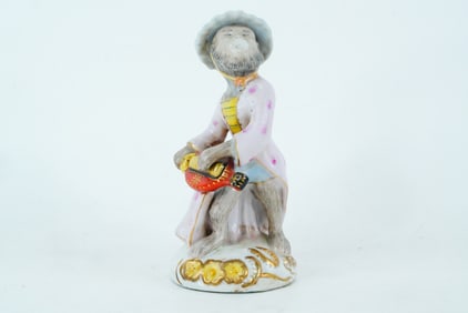 Vintage Porcelain Monkey Musician Figurine