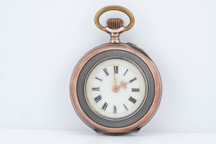 Antique Cylindre 10 Rubies .800 Silver Pocket Watch