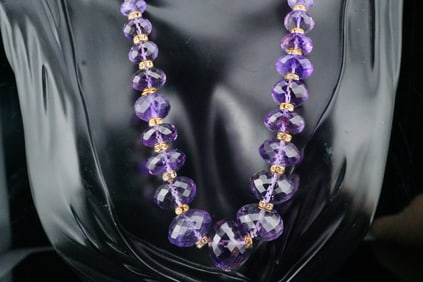 Vintage 6mm-22mm Amethyst and Gold Vermeil Necklace