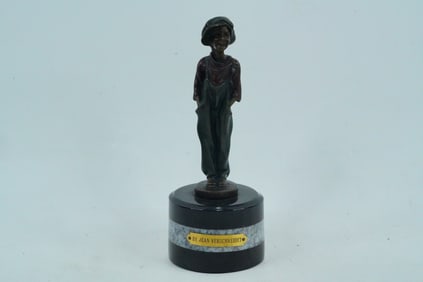 Jean Verschveidet Bronze Figure of a Young Boy