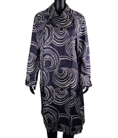 Arlene Dahl Akris Black and White Silk Belted Dress
