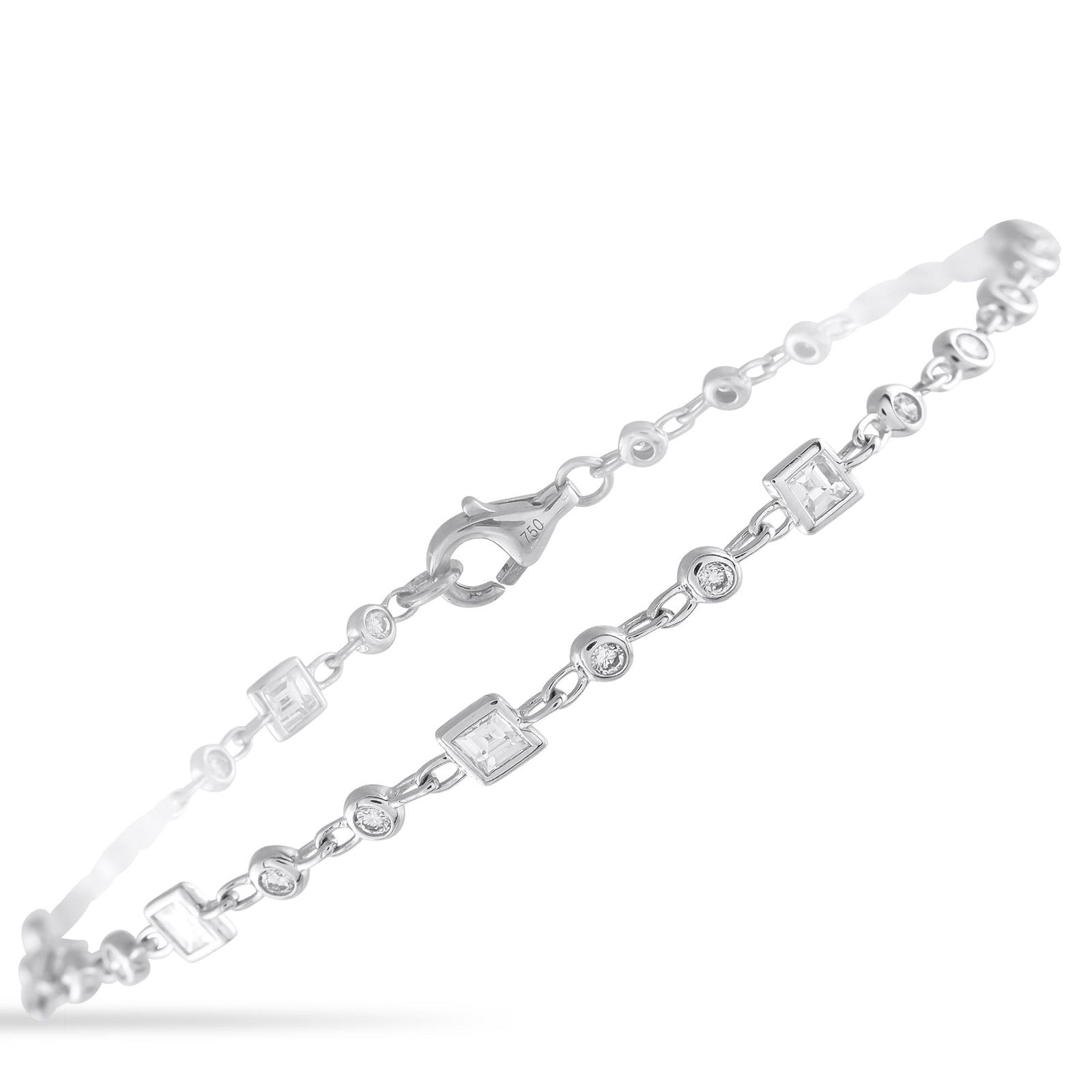 1.15ctw Diamond and 18K White Gold 7.25" Bracelet