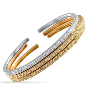 2.50ctw Diamond and 18K Tri-Color Gold Bangle Bracelet