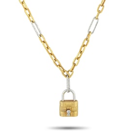Roberto Coin 18K Yellow and White Gold Padlock Necklace