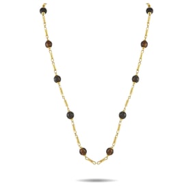 Fred of Paris 18K Yellow Gold and Tiger Eye 32" Necklace