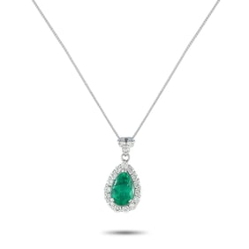 2.00ct Emerald, 0.90ctw Diamond and Platinum Necklace