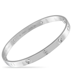 Cartier LOVE 18K White Gold 4-Diamond Bracelet, Size 19