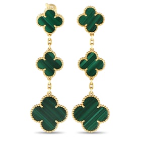 Van Cleef & Arpels Alhambra 18K and Malachite Earrings