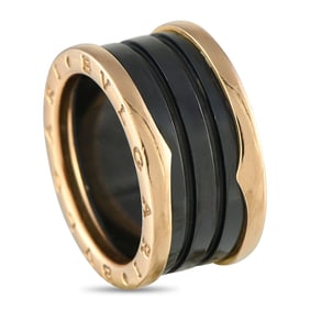 Bvlgari B.zero1 18K Rose Gold and Black Ceramic Ring