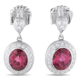 5.00ctw Pink Tourmaline, 0.75ctw Diamond, 18K Earrings