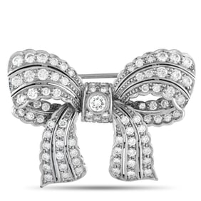 2.75ctw Diamond and 18K White Gold Bow Brooch