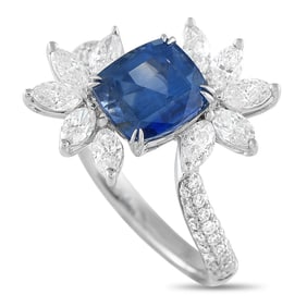 2.36ct GIA Ceylon No Heat Sapphire and 1.05ctw Diamond Ring