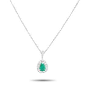 Platinum, 0.45ct Emerald and 0.25ctw Diamond Necklace