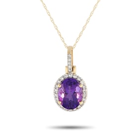 14K Yellow Gold, Amethyst and Diamond Necklace