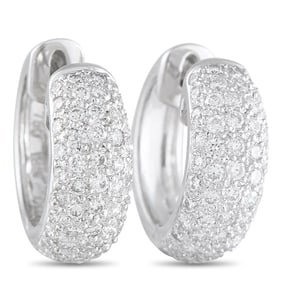 1.00ctw Diamond and 18K White Gold Huggie Earrings
