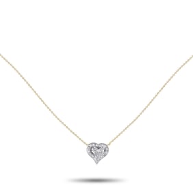14K Yellow Gold and 0.70ctw Diamond Heart Necklace