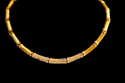 Cartier 3.00ctw Diamond and 18K "Bamboo" Necklace