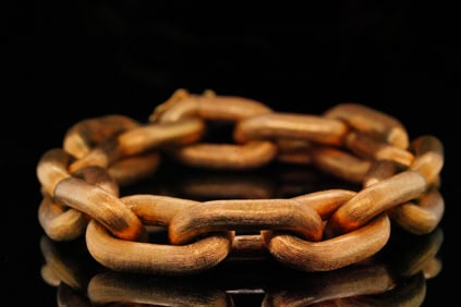 Solid 18K Yellow Gold 8.5" Textured Link Bracelet