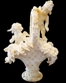 G. Biagiotti Italian Carved Marble Figural Group