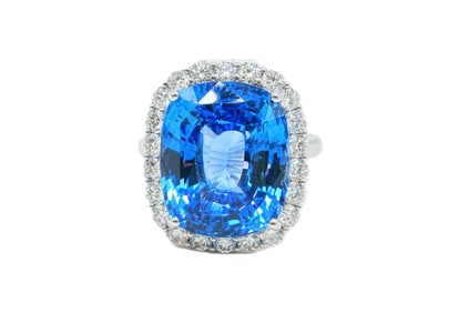 20.82ct GIA Ceylon Sapphire, 1.45ctw Diamond 18K Ring