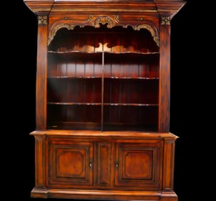 Antique Mahogany Breakfront Cabinet with Carved Cornice