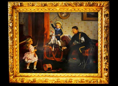Charles W. Nicholls "The Soldier's Return" Oil Painting