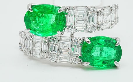 3.85ctw Zambian Emerald, 1.33ctw Diamond and 18K Ring