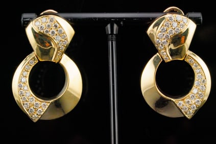 2.00ctw VS2-SI1/G-H Diamond and 14K 1.5" Earrings