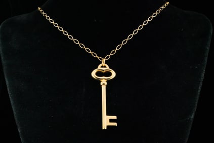 Tiffany & Co. 18K Yellow Gold 20" Key Pendant Necklace