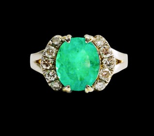 3.55ct Colombian Emerald, 0.30ctw Diamond and 14K Ring