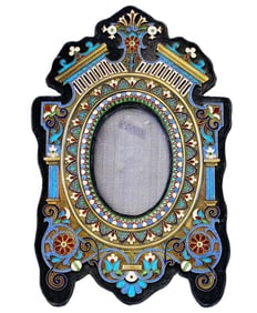 Russian Silver and Cloisonne Enamel Photo or Pin Frame
