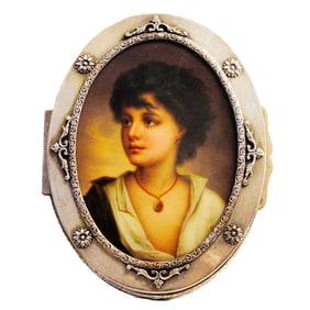 French 950 Silver and Porcelain Antique Jewelry Casket