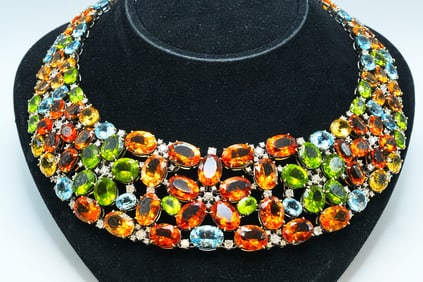 314.20ctw Multi-Gemstone, 11.80ctw Diamond 18K Necklace