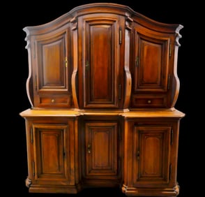 Large Continental Baroque Revival Walnut Cabinet