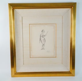 1917 Standing Nude Charcoal on Paper Signed "Miro"