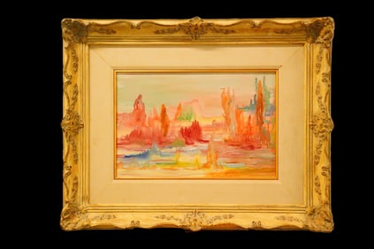 Abstract Landscape in Pastel Tones Oil on Canvas