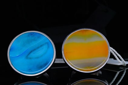 Cristina Sabatini (2) Agate and Rhodium Plated Rings
