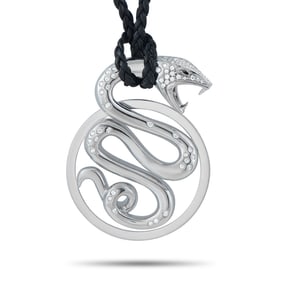 Boucheron 18K, Diamond and Black Cord Necklace