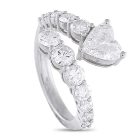 2.60ctw Diamond and 18K White Gold Bypass Ring