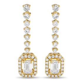 2.00ctw Diamond and 18K Yellow Gold 1.20" Earrings