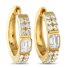 1.60ctw Diamond and 18K Yellow Gold 0.75" Hoop Earrings