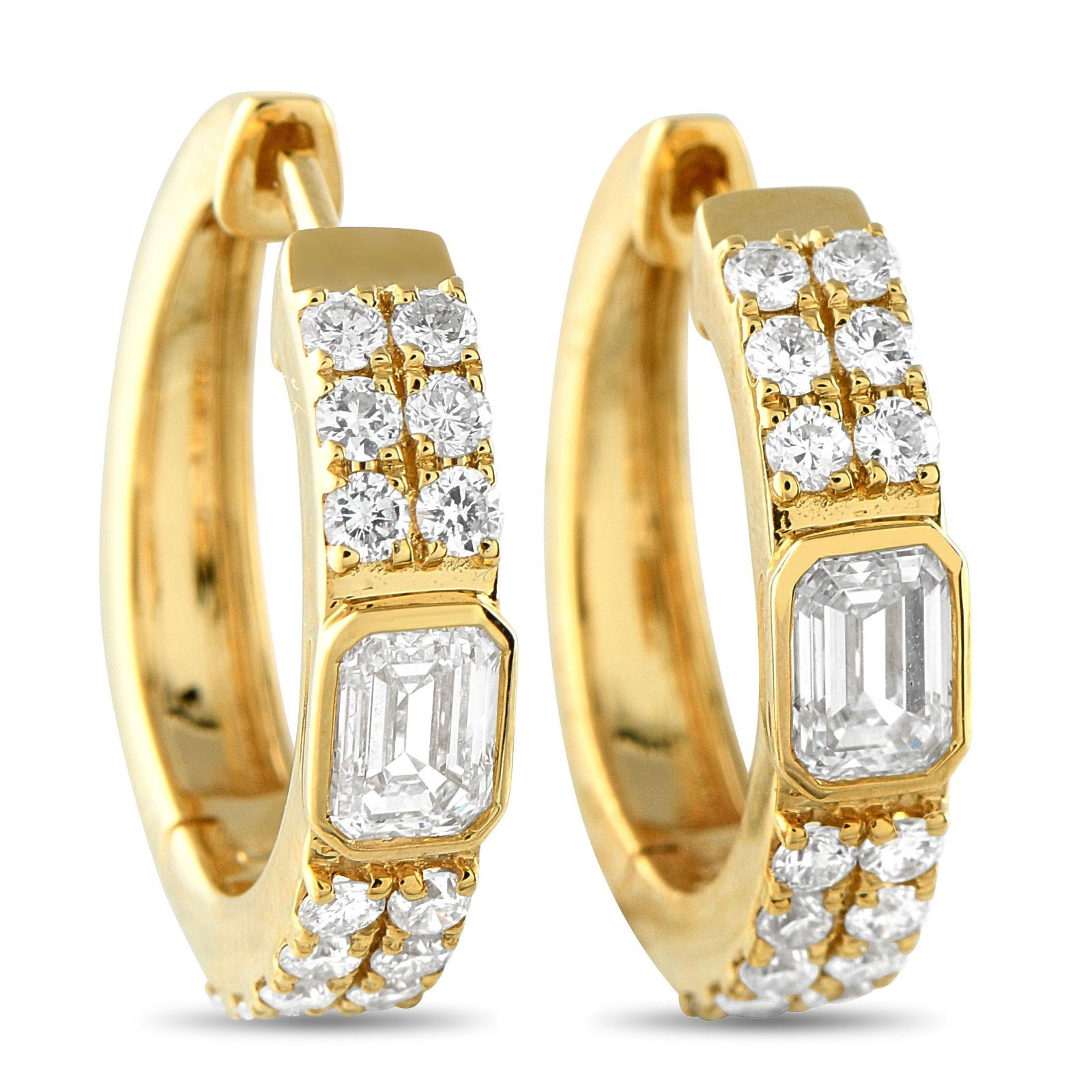 1.60ctw Diamond and 18K Yellow Gold 0.75" Hoop Earrings (1 of 3)