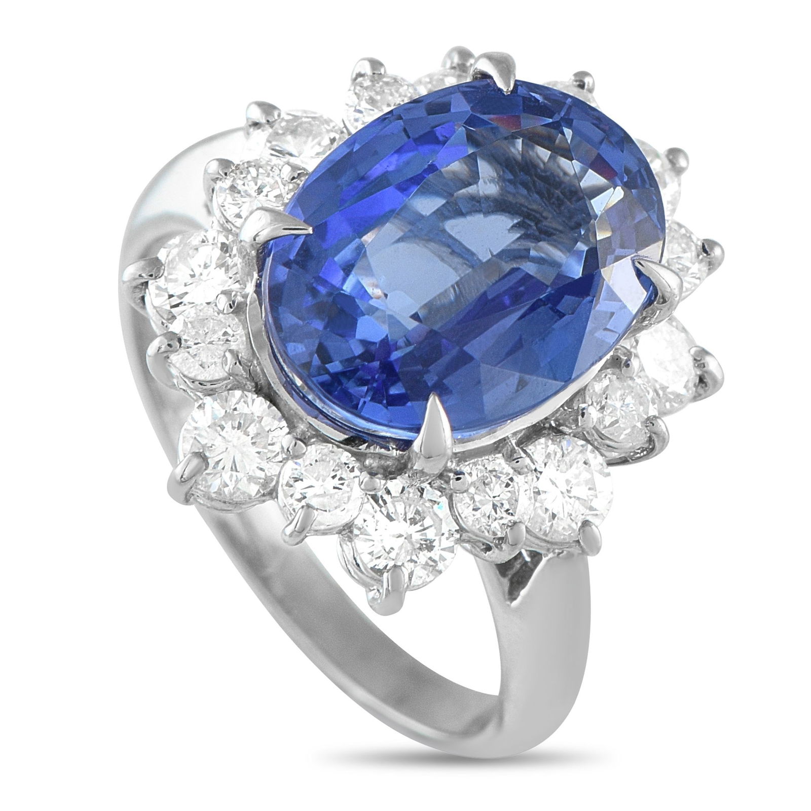 6.30ct Tanzanite, 1.40ctw Diamond and Platinum Ring (1 of 4)