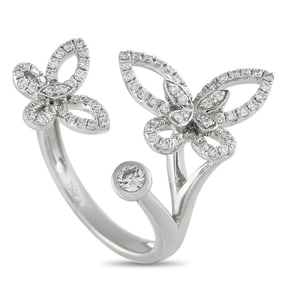 18K White Gold and 0.50ctw Diamond Butterfly Ring