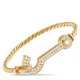 2.00ctw Diamond and 18K Yellow Gold Cable Twist Bracelet