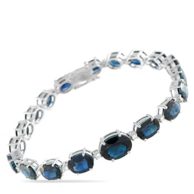25.80ct Blue Sapphire, 0.30ctw Diamond and 18K Bracelet